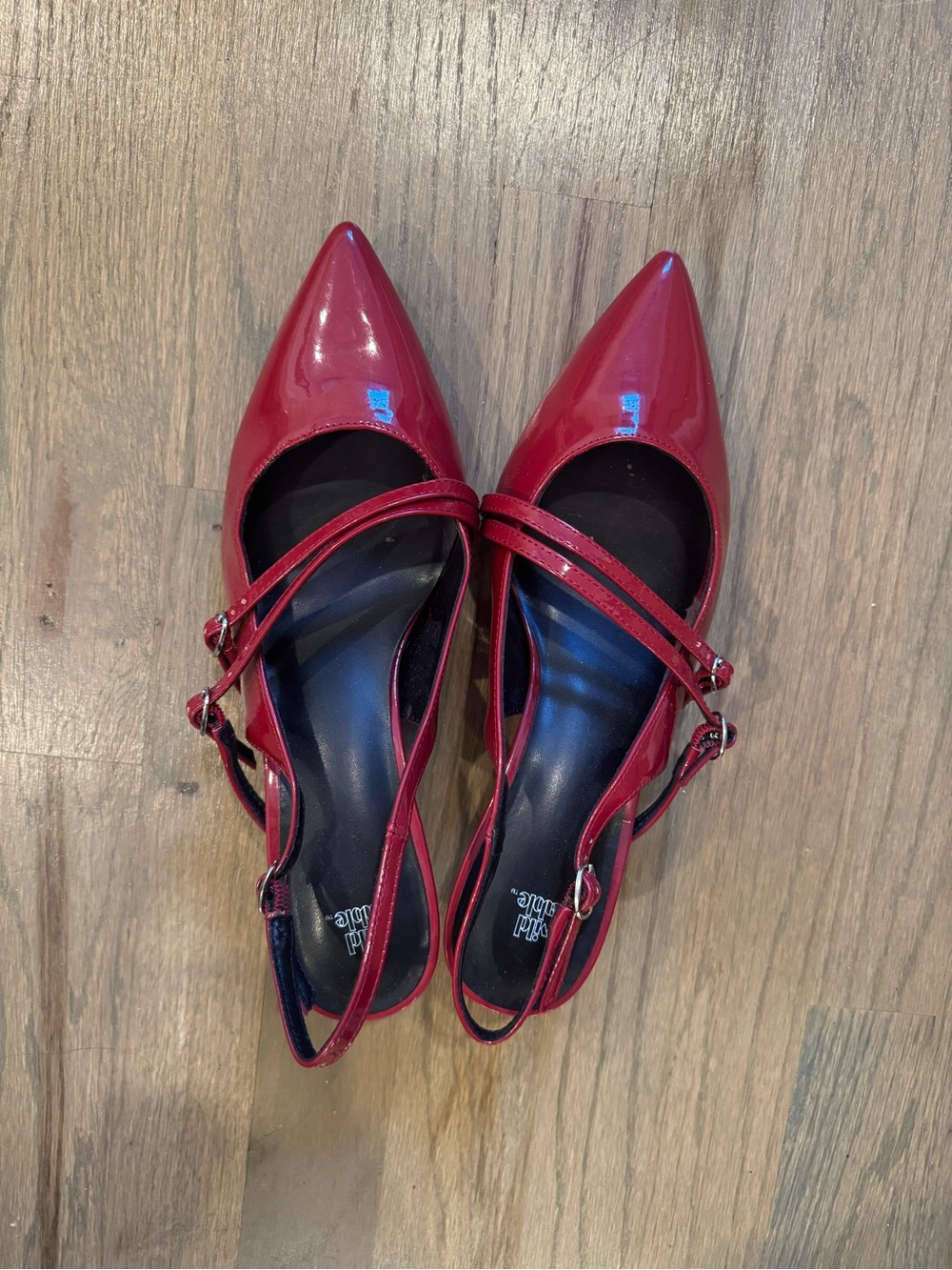 Target Red Patent Pointed Slingback Flats with Double Cross Straps